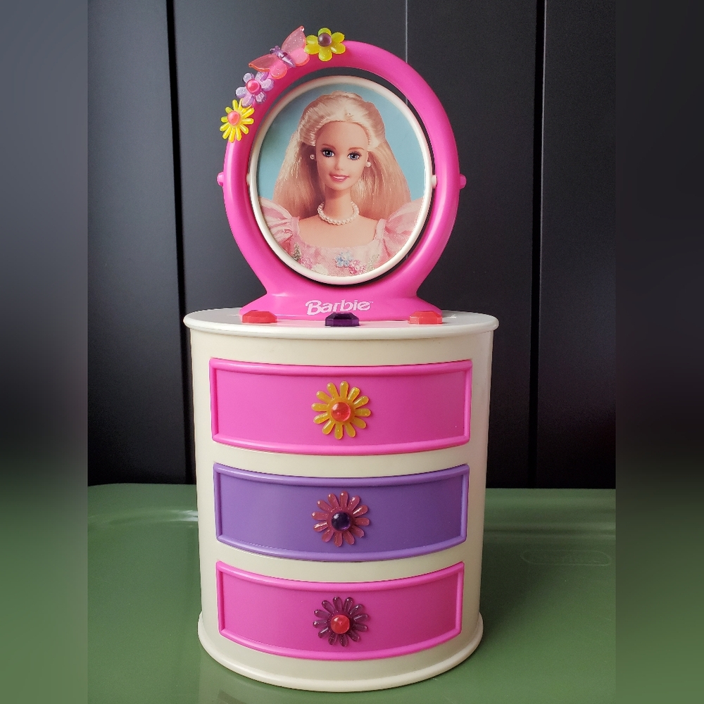Vintage Barbie 3 Drawer Jewelry Box With Mirror (Mattel ©1997)